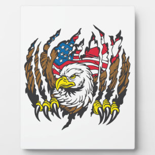 Patriotic American Bald Eagle USA Flag Plaque