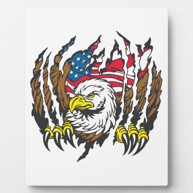 Patriotic American Bald Eagle USA Flag Plaque (Front)