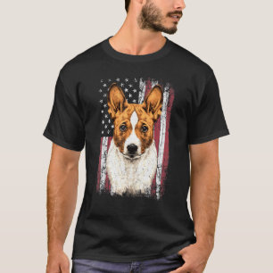 Patriotic American Basenji Dog Usa Flag T-Shirt
