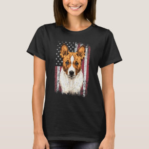 Patriotic American Basenji Dog Usa Flag T-Shirt