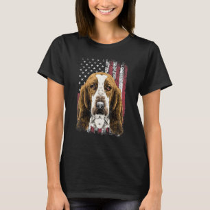 Patriotic American Basset Hound Dog Usa Flag T-Shirt