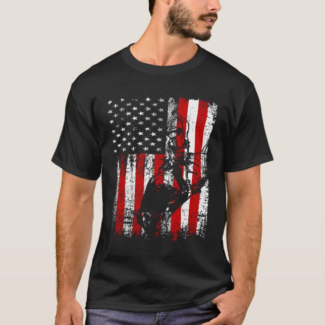Patriotic American Bull Riding Men'S Women'S Rodeo T-Shirt (Front)