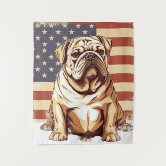 Patriotic American bulldog Tapestry