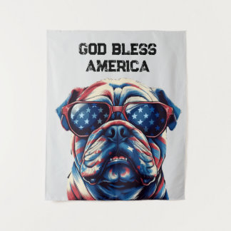 Patriotic American bulldog Tapestry