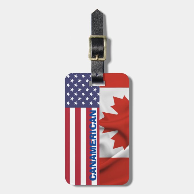 Patriotic , American Canadian flag ,4thof July Luggage Tag (Front Vertical)