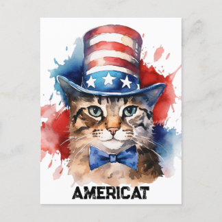 Patriotic American Cat, 4th of July Tote Bag  Postcard