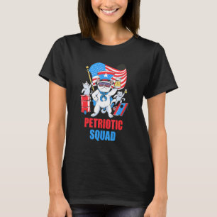 Patriotic American Cat Petriotic Squad 4th Of July T-Shirt