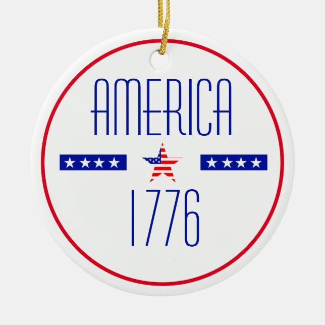Patriotic American    Ceramic Tree Decoration (Front)