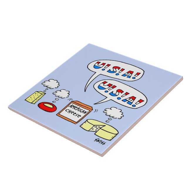 Patriotic American Cheese USA Humourous Tile (Side)