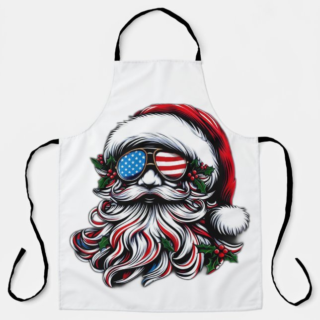 Patriotic/American Christmas Santa Apron (Front)