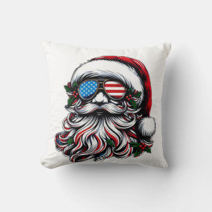 Patriotic/American Christmas Santa Cushion