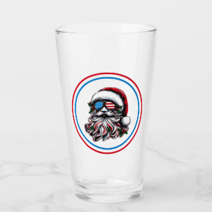 Patriotic/American Christmas Santa Glass