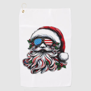 Patriotic/American Christmas Santa Golf Towel