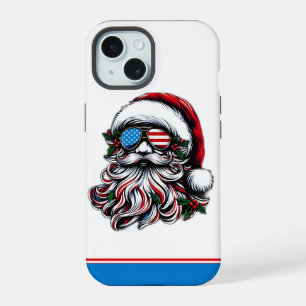 Patriotic/American Christmas Santa iPhone 15 Case