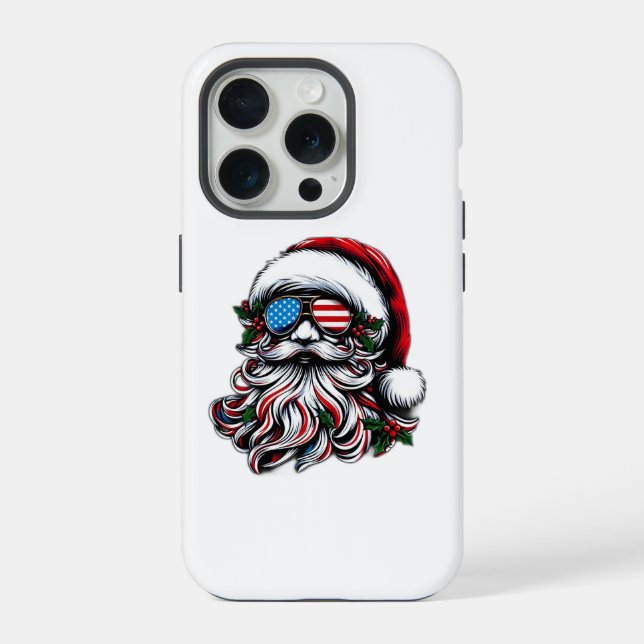 Patriotic/American Christmas Santa iPhone Case (Back)