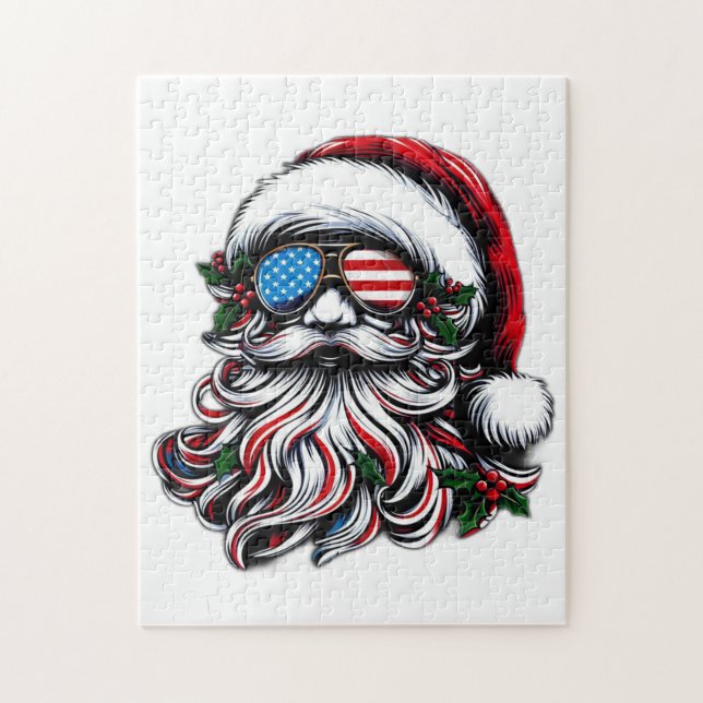 Patriotic/American Christmas Santa Jigsaw Puzzle (Vertical)