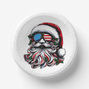 Patriotic/American Christmas Santa Paper Plate