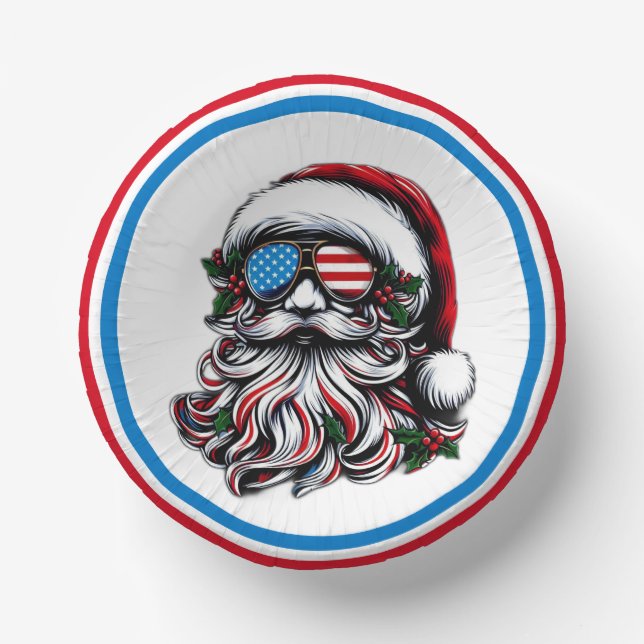 Patriotic/American Christmas Santa Paper Plate (Front)