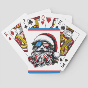 Patriotic/American Christmas Santa Playing Cards