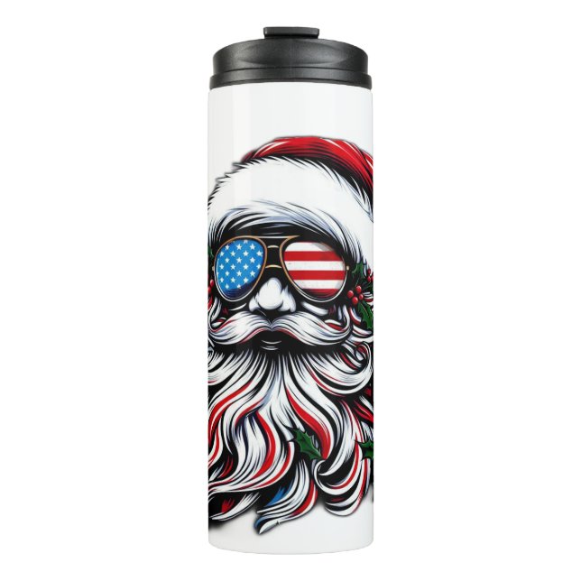 Patriotic/American Christmas Santa Thermal Tumbler (Front)