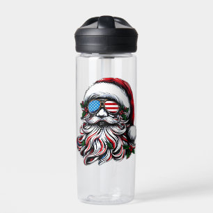 Patriotic/American Christmas Santa Water Bottle