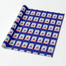 Patriotic American Christmas Tree gift wrap