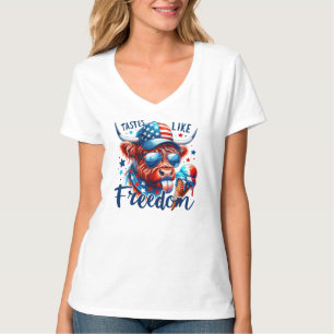 Patriotic American Cow Red White & Blue T-Shirt