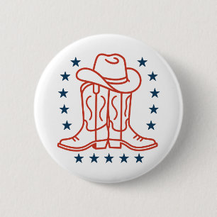 Patriotic American Cowboy Boots 6 Cm Round Badge