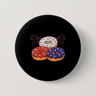 Patriotic American Doughnut 4th of July Memorial D 6 Cm Round Badge