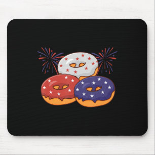 Patriotic American Doughnut 4th of July Memorial D Mouse Mat