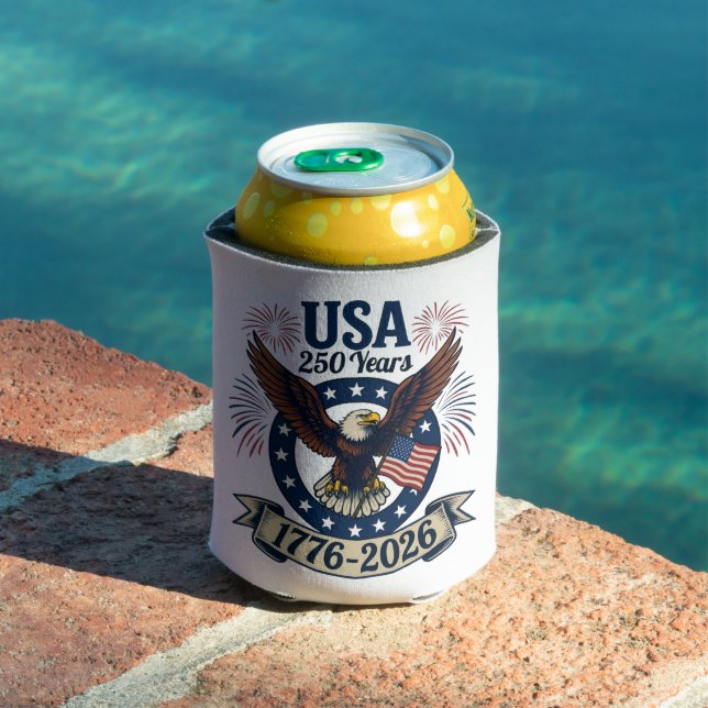Patriotic American Eagle 250 Years 1776-2026 Can Cooler (In Situ Pool)