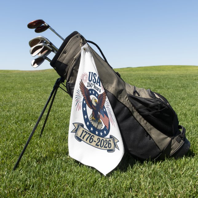 Patriotic American Eagle 250 Years 1776-2026 Golf Towel (Green)
