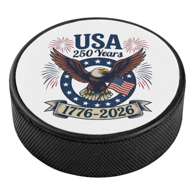 Patriotic American Eagle 250 Years 1776-2026 Hockey Puck (3/4)