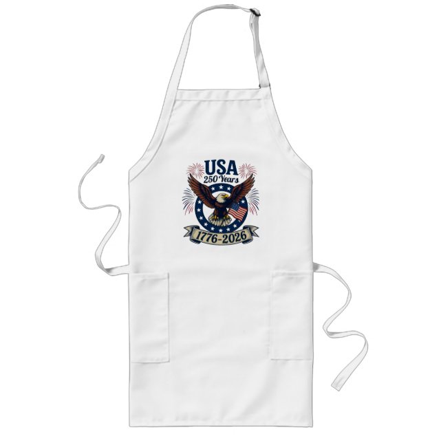 Patriotic American Eagle 250 Years 1776-2026 Long Apron (Front)