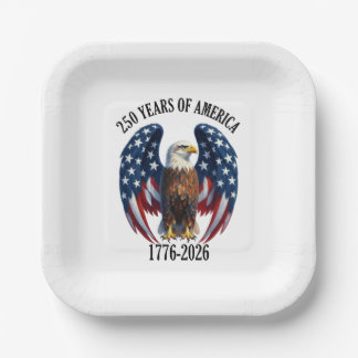 Patriotic American Eagle 250 Years 1776-2026 Paper Plate