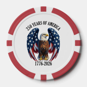 Patriotic American Eagle 250 Years 1776-2026 Poker Chips