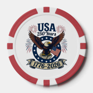 Patriotic American Eagle 250 Years 1776-2026 Poker Chips