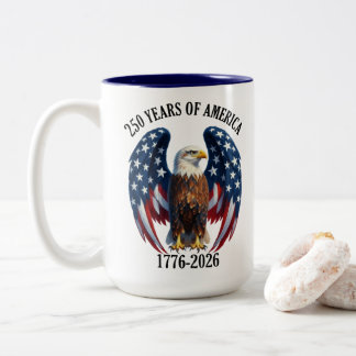 Patriotic American Eagle 250 Years 1776-2026 Two-Tone Coffee Mug