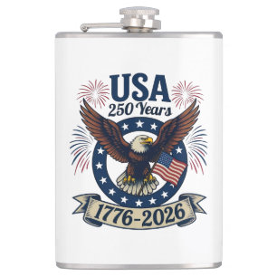 Patriotic American Eagle 250 Years Hip Flask