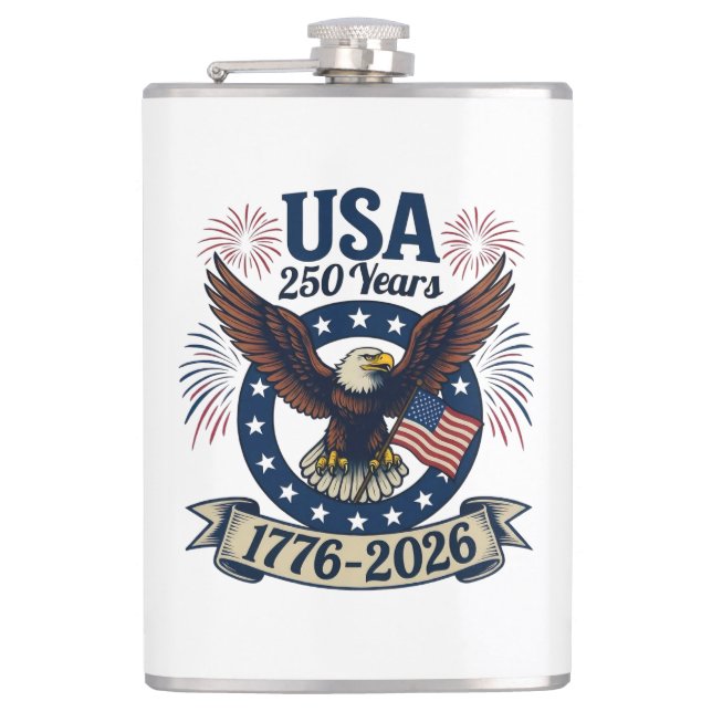 Patriotic American Eagle 250 Years Hip Flask (Front)