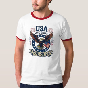 Patriotic American Eagle 250 Years Men's Ringer T-Shirt