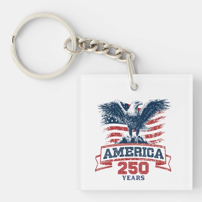 Patriotic American Eagle 250th Anniversary fun Key Ring (Front)
