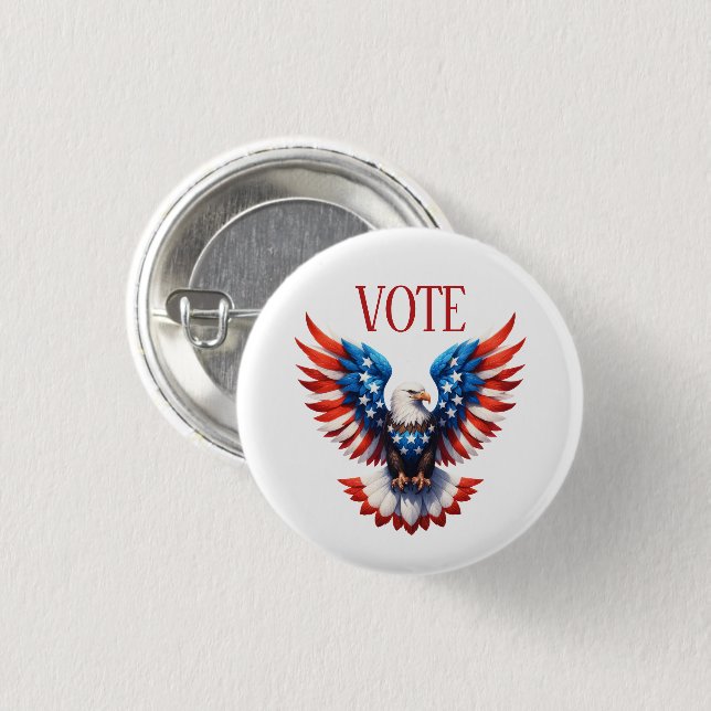 Patriotic American Eagle 3 Cm Round Badge (Front & Back)