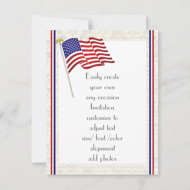 Patriotic American eagle and flag 2 Invitation (Back)