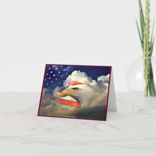 Patriotic American Eagle and Flag Card (Front)