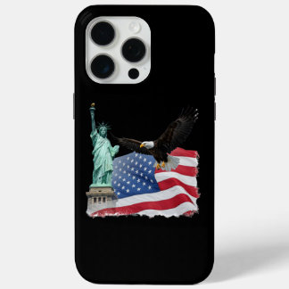 Patriotic American Eagle and Flag Design For iPhone 15 Pro Max Case