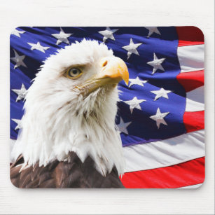 Patriotic American Eagle and Flag Mouse Mat