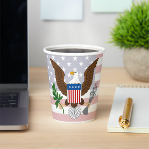 Patriotic American Eagle and Flag Paper Cups