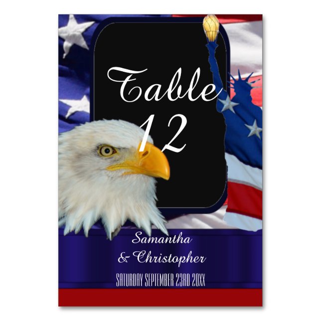 Patriotic American eagle and flag Table Number (Front)