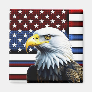 Patriotic American Eagle and US Flag Magnet
